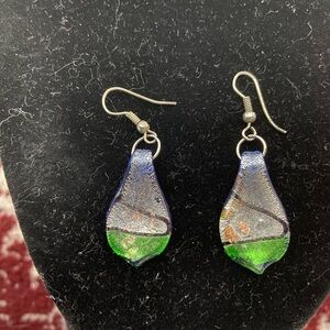 Fused Glass Pierced Earrings.